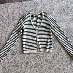 Madewell Cream and Black Striped Cardigan